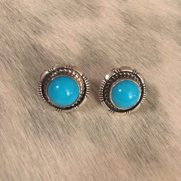 Sleeping beauty turquoise earrings - Picture 3 of 5